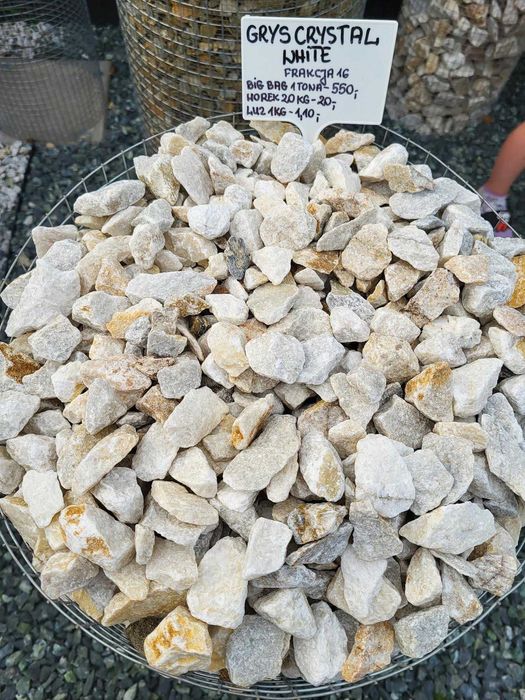 Grys Crystal White 16 Kamienie ogrodowe dekoracyjne ozdobne