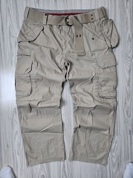 Spodnie Quechua bojówki cargo sportowe w góry męskie wojskowe z paskie