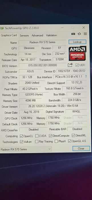 Відеокарта ASUS RX570 4GB