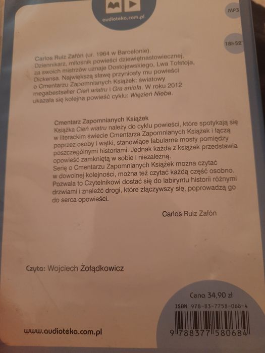 Cień Wiatru audiobook powieść Zafón