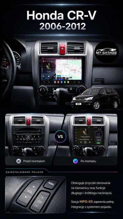 Radio Nawigacja Android_14 Honda CRV 4G LTE CarPlay/AndroidAuto Qled Montaż