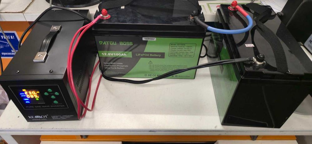 Комплект ДБЖ ИБП 1500VA+2шт LiFePo4 12v100ah чистий сінус нове в наявн