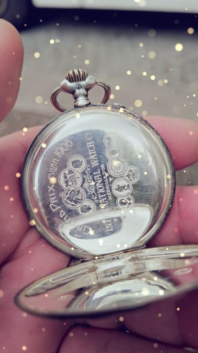 Relogio bolso iwc corda prata 900 modelo grande 5cm