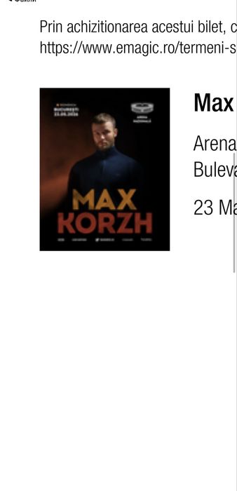 Продам квиток на Макса Коржа в Бухаресті