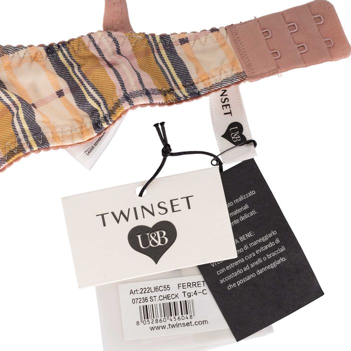 Twinset biustonosz z fiszbinami krata beż, włoski design roz. 80C