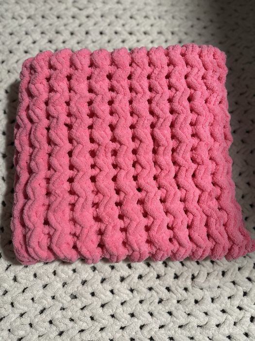 Плед із пряжі Алізе Пуффі Плюшевий плед на виписку або в коляску