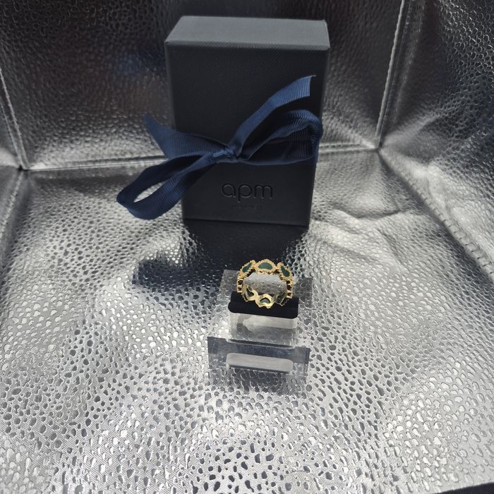 Anel APM Mónaco Corações verde/dourado