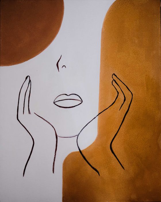 Tela pintada à mão emoldurada