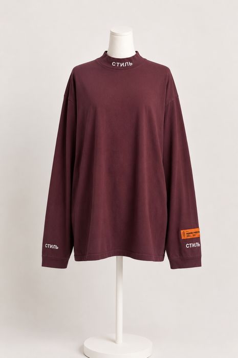Heron Preston bordowa bluza unisex bawełniany longsleeve streetwear z długim rękawem L