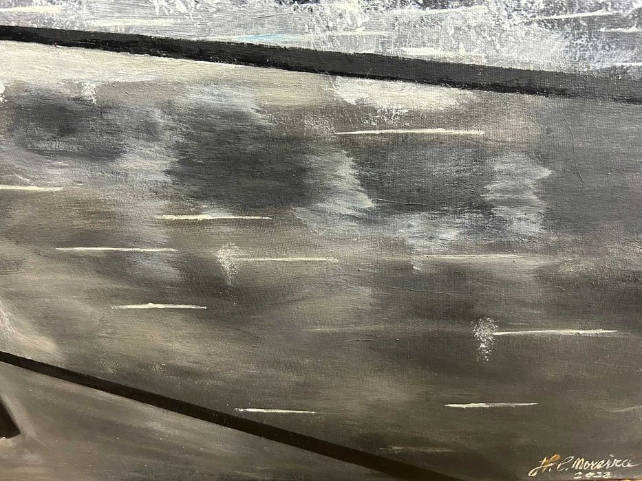 Pintura óleo sobre tela - Amor à chuva