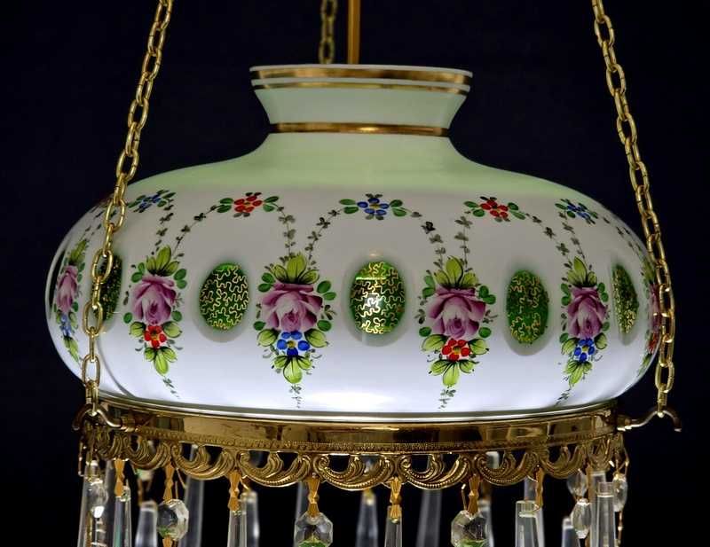 Kryształowy żyrandol Bohemia szkło cięte warstwowe lata 60-te