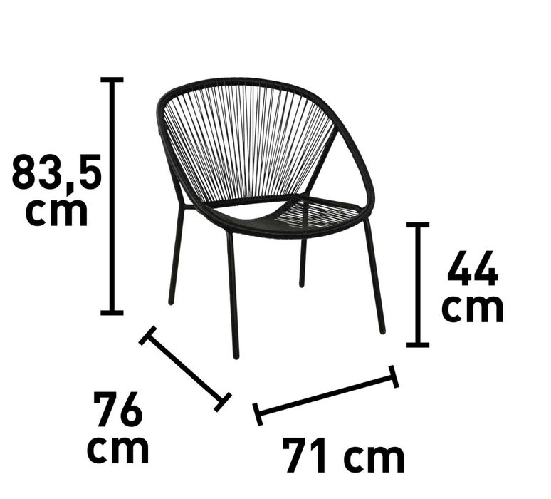 Dwa krzesła ogrodowe czarne z technorattanu