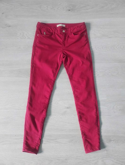 M spodnie damskie materiałowe różowe elastyczne basic denim