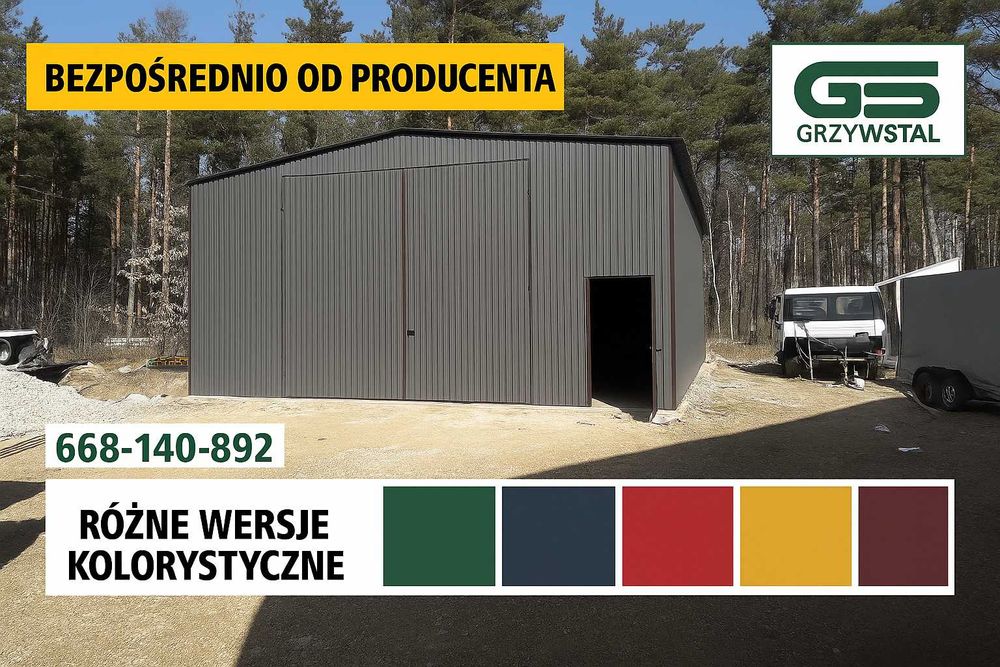 Garaż blaszany  Duża Brama | Hala Stalowa |Garaże Magazyn  – GRZYWSTAL