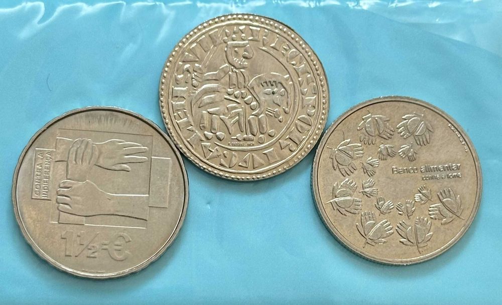 3 moedas de 1,5 EURO: 2008, 2009 e 2010 - não circuladas