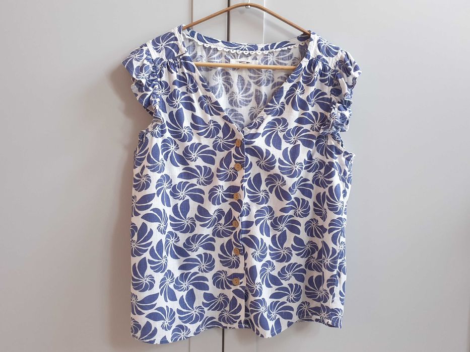 Biała bluzka koszula bez rękawów Next 40 42 z wiskozy lnu lniana