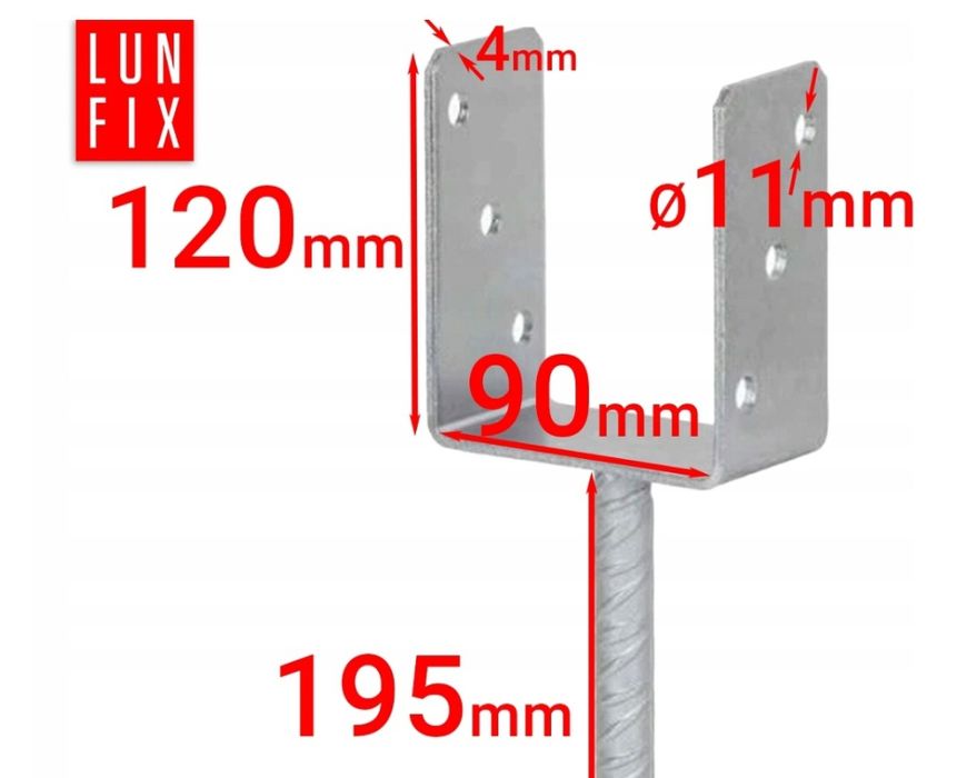 Podstawa słupa do wmurowania 90mm