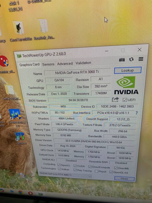 Відеокарта MSI RTX 3060 Ti GAMING X TRIO 8GB — тести, ідеальні температури