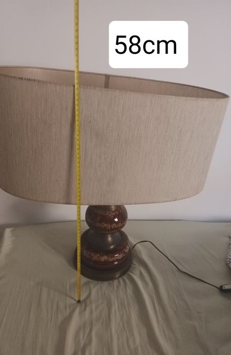 Candeeiro de mesa vintage- Cerâmica e latão 1960