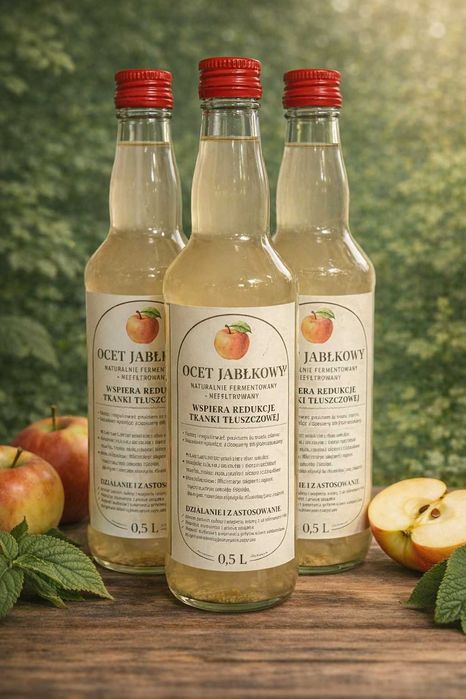 Domowy Ocet Jabłkowy 0,5L – naturalnie fermentowany, niefiltrowany