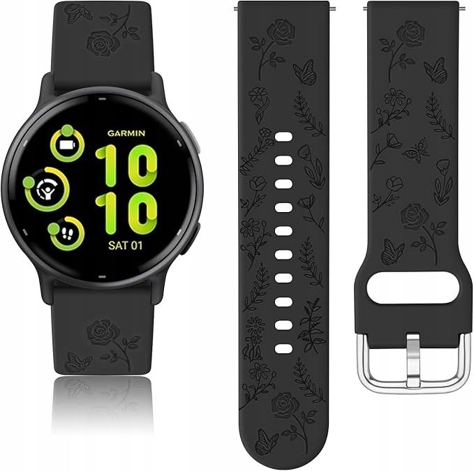 Pasek Silikonowy 20 Mm Do Garmin Venu Sq 2 Plus - Wzór Kwiatowy
