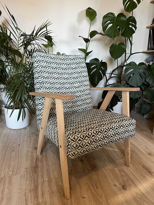 Fotel retro w stylu "PRL Lisek" wybór tkanin na zamówienie