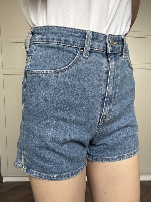 shorty szorty spodenki jeansowe jasne dżins xs 34 h&m