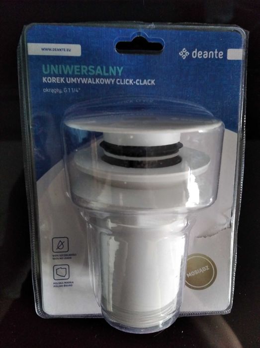 Korek umywalkowy Deante - biały z przelewem