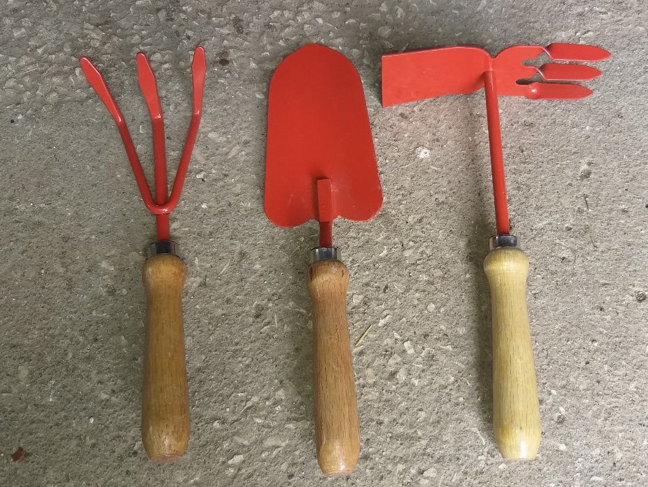Conjunto de 3 peças jardinagem - ancinho, pá e sacho/enxada