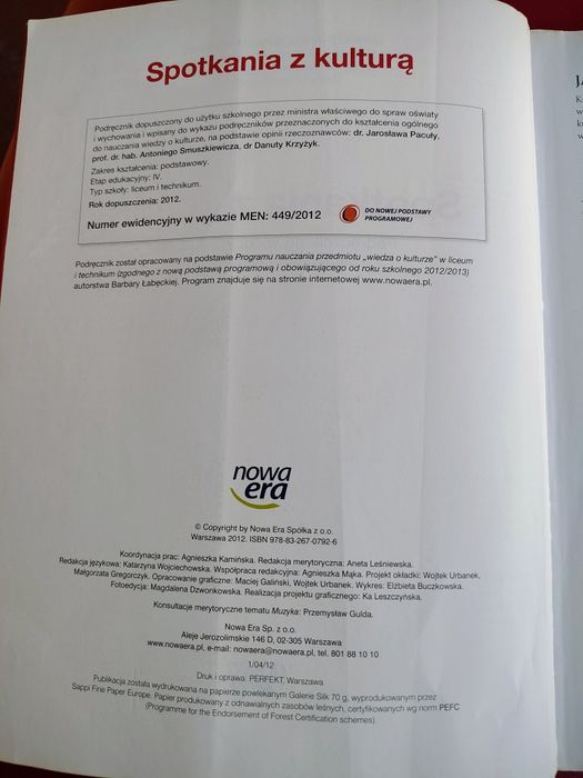 Sprzedam podręcznik Spotkania z kulturą liceum i technikum Nowa Era