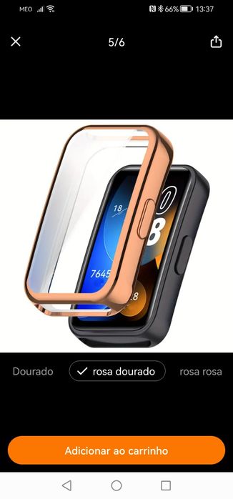 Capa Huawei Band 8/9/10 rosa dourado