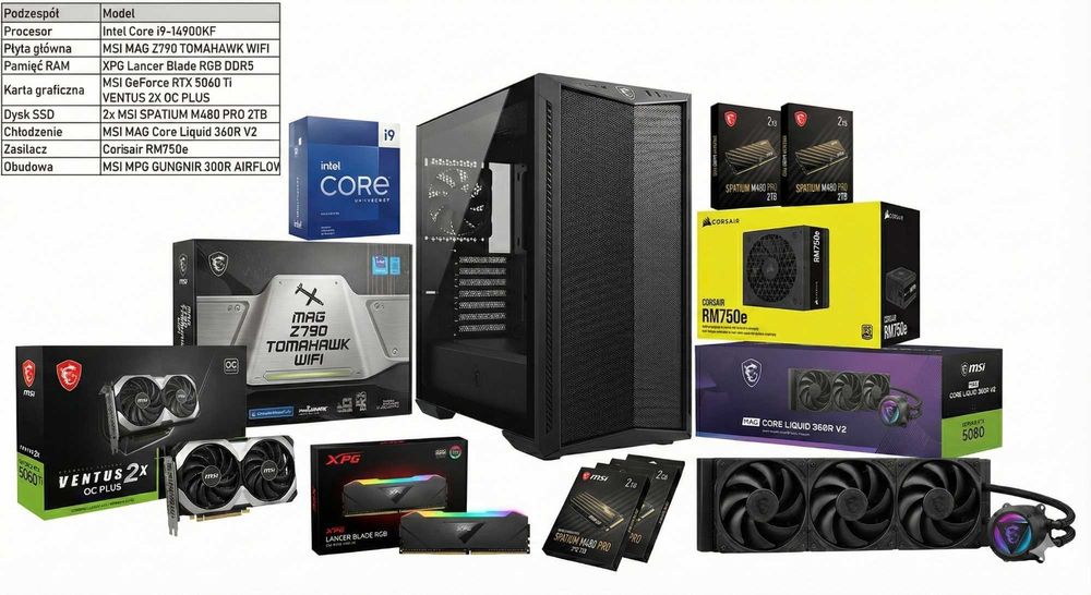 Potężny PC Gamingowy: i9-14900KF | RTX 5060 Ti 16GB |64GB RAM|4TB SSD
