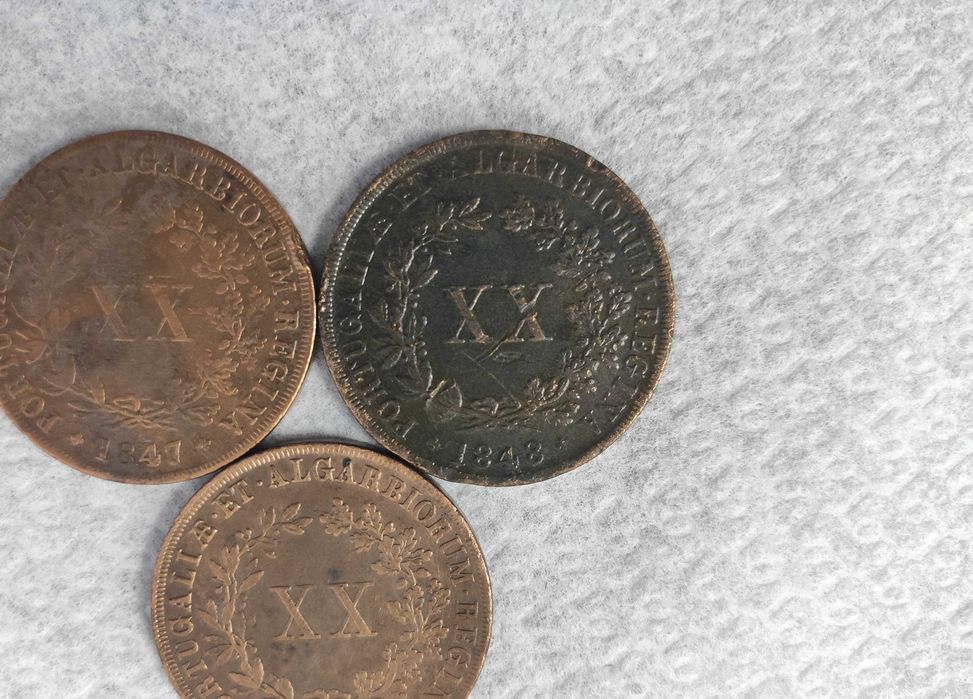 Moedas XX Reis 1847, 1848, 1849