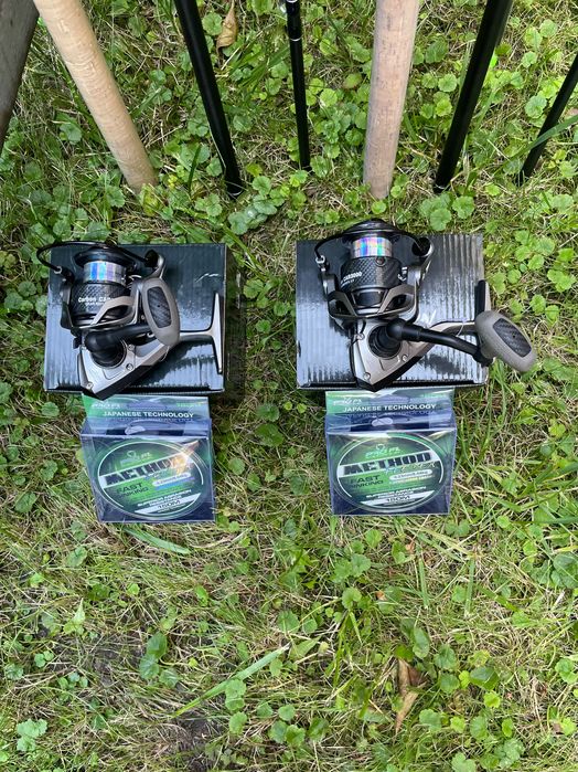 2x wędka feeder  węglowa 3.6m + 2x kołowrotek + 2x żyłka
