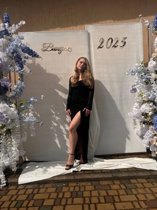 Сукня жіноча Oh polly максі повністю вишита бісером, чорна, розмір S/M