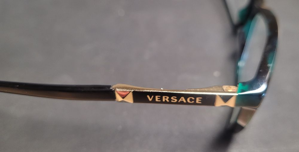 Oprawki Versace czarne złamane zielenią