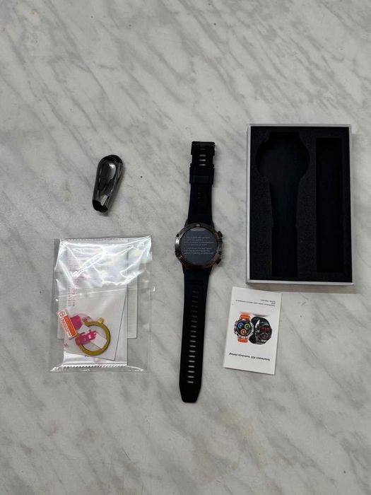 NOWY Smartwatch męski 360x360 rozmowy PL menu IP67 + Szkiełko ochronne