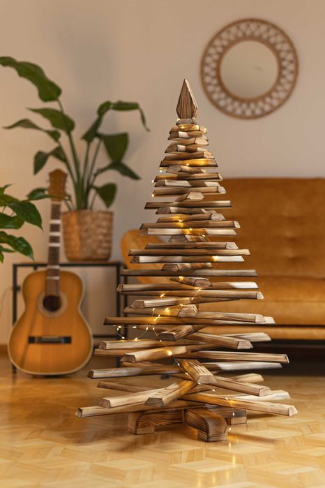 Choinka drewniana ekologiczna, naturalne drzewko świąteczne 114 cm