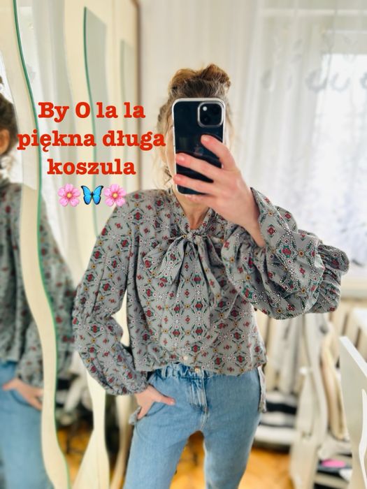 Nowa długa lejąca koszula boho z czokerem i kokardą by o la la!
