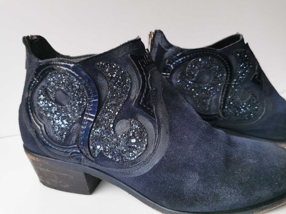 kowbojki skórzane RUSSELL & BROMLEY w stylu boho roz 40