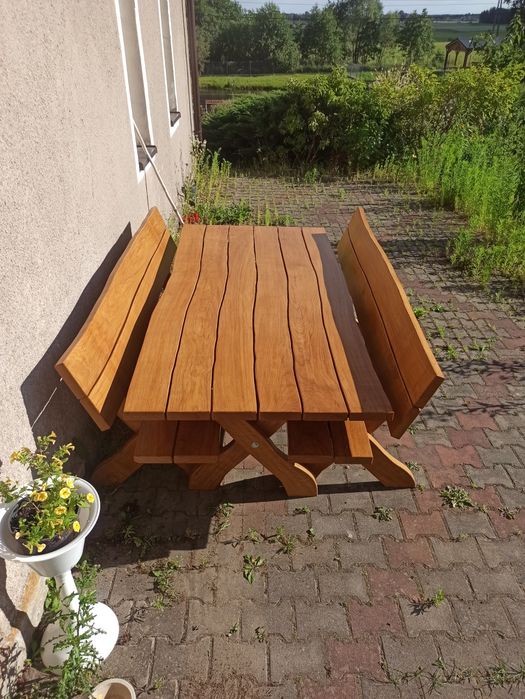 Meble ogrodowe dębowe, stół ławy