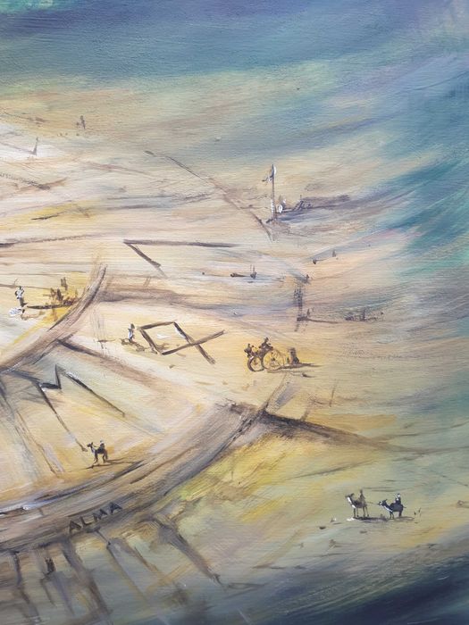 Obraz autorski oryginalny olejny Duży Las Runy 92x125 cm + rama