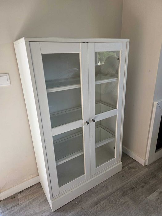 HAVSTA Vitrina c/rodapé, branco/vidro transparente, 81x37x134 cm