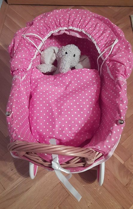 Wózek dla lalek z pościelą + łóżeczko