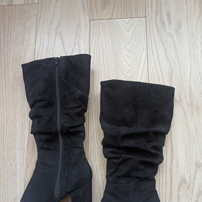 Чорні замшеві чоботи, сапоги, р.36