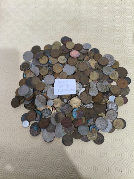 Lote de 325 moedas em escudos
Peso: 1,6 kg
Preço: 50€