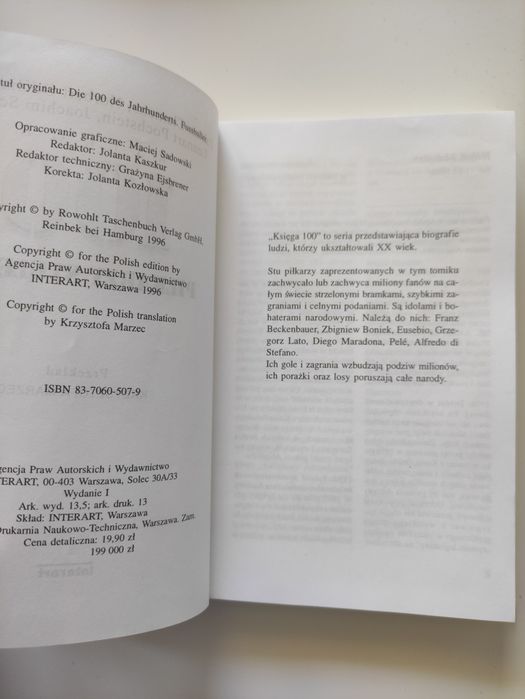 Książka 100 Piłkarzy Stulecia Piłka Nożna