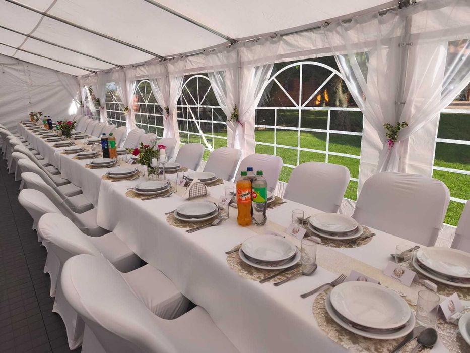 Wynajem namiotów, stołów, krzeseł, obrusy, dekoracje, Chiavari