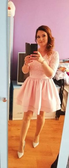 Sukienka roz M pudrowy róż