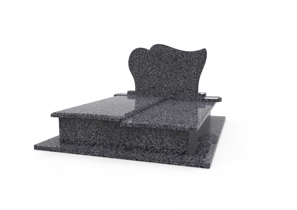 Nagrobek Granitowy Podwójny Ciemny Pomnik Piękny Grafit Zaokrąglony